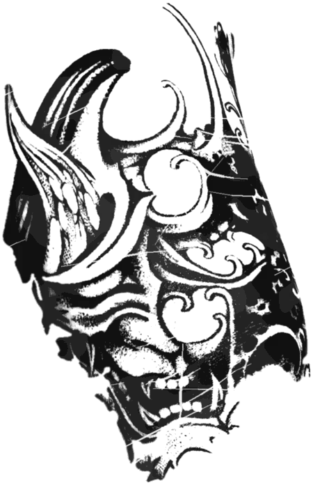Grafiti a plantilla de la máscara hannya de la manga.